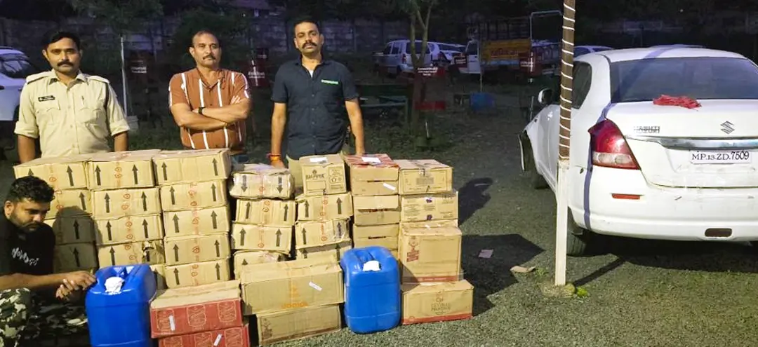 धार में अवैध शराब की बड़ी खेप पकड़ी गई: मारुति स्विफ्ट डिजायर से लाखों की अवैध मदिरा ज़ब्त