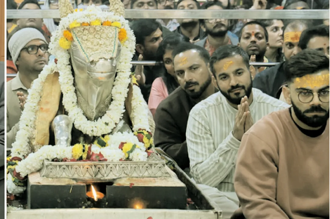 मैच से पहले विराट कोहली महाकाल की शरण में, कुलदीप यादव भी आए