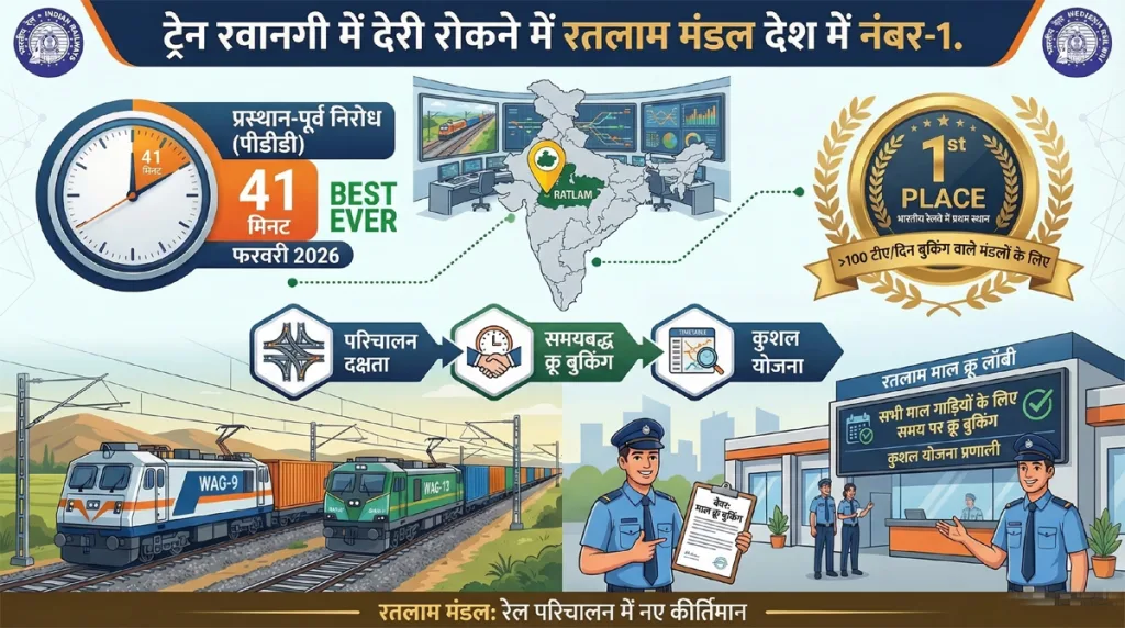 ट्रेन रवानगी में देरी रोकने में रतलाम मंडल देश में नंबर-1, मालगाड़ियों के संचालन में बनाया रिकॉर्ड